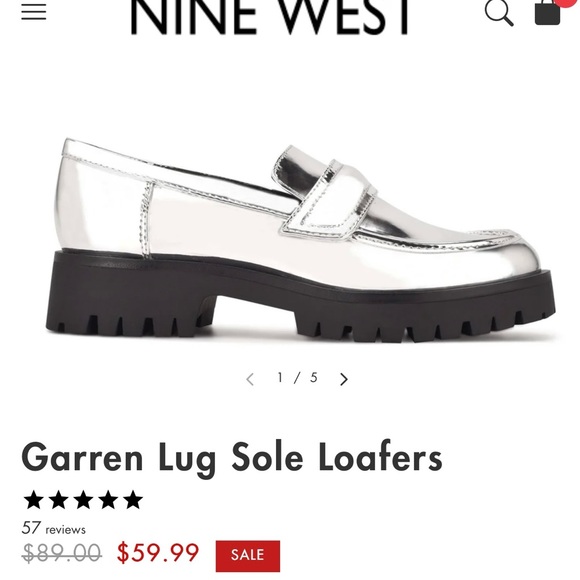 Nine West Metallic Silver Loafers - Picture 9 of 9